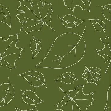 Seamless Linear pattern with leaves. Stock Illustration