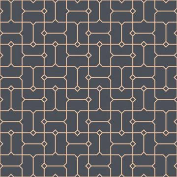 Seamless linear pattern with lines and polygons. abstract geometrical texture Stock Illustration