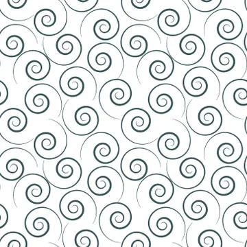 Seamless linear pattern with thin curl lines and scrolls, vector. Stock Illustration