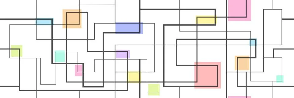 Seamless linear vector pattern with colored squares for textures, textiles, s Illustrazione stock