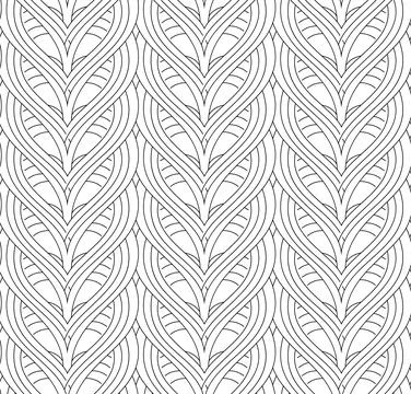 Seamless linear vector pattern of interlaced hearts. Seamless black and white Stock Illustration