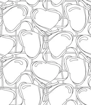 Seamless lined pattern with heart shape. Stock Illustration