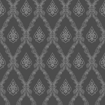 Seamless lined pattern thai art background decoration. Stock Illustration