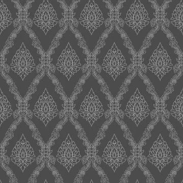 Seamless lined pattern thai art background decoration. Illustrazione stock