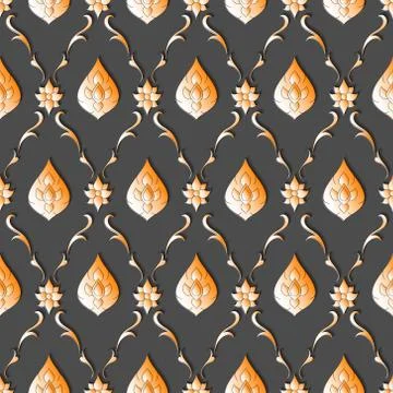 Seamless lined pattern thai art background decoration. Stock Illustration