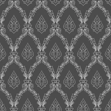 Seamless lined pattern thai art background decoration. Stock Illustration