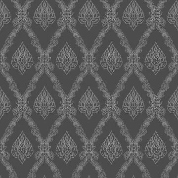Seamless lined pattern thai art background decoration. Illustrazione stock