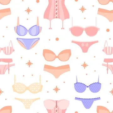 Seamless Lingerie Vector Pattern. Tender Pink Underwear Background Stock Illustration