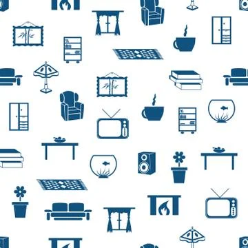 Seamless living room pattern Stock Illustration