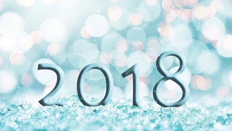 Seamless loop - 2018 in the snow, bokeh background, snow falling, HD video Stock Footage 81655448