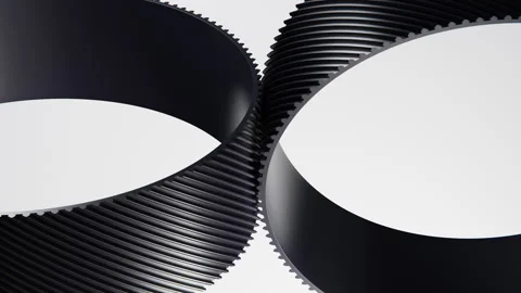 Seamless Loop 3D Abstract Animation of Black Helios Gears on White Background Stock Footage 323261277