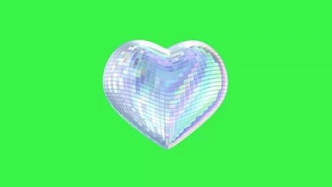 Seamless loop 3d animation of a blue disco heart isolated on a green background. Stock Footage 255513230
