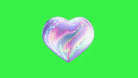 Seamless loop 3d animation of a colorful disco heart . Stock Footage 254354999