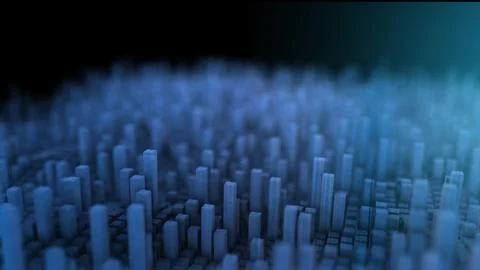 Seamless loop 3d animation of cubes moving up and down. Abstract blue cubic Stock Illustration