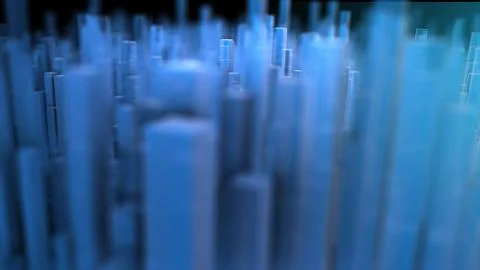 Seamless loop 3d animation of cubes moving up and down. Abstract blue cubic Stock Illustration