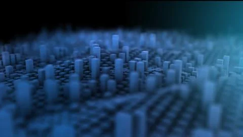 Seamless loop 3d animation of cubes moving up and down. Abstract blue cubic イラスト素材