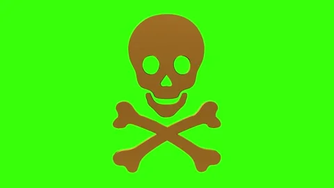 Seamless loop of a 3D golden skull with crossbones rotating on a green screen Stock Footage 332302877