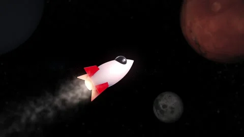 Seamless Loop 3D Render Traveler Rocket Jet Flying On Star Field Galaxy Space Stock Footage 209114602