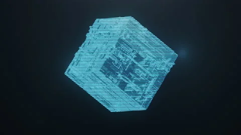 Seamless Loop 3D Rendering Abstract Sci-fi Hologram Cubic Futuristic Circuit Stock Footage 171736165