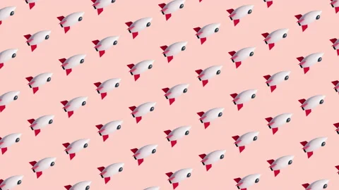 Seamless Loop 3D Rendering Start up Rocket Cute Clean Pastel color Pattern An Stock Footage 191792707