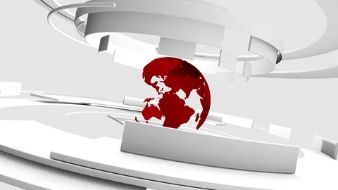 Seamless loop: 3D white curved shapes and red Earth globe rotating Vidéo 81020305