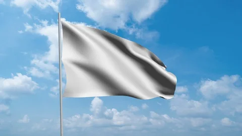 Seamless Loop 4K VDO. Empty white flag and copy space for advertisement with  Video stock 129577661