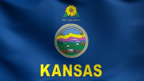 Seamless Loop 4K VDO. Kansas state flag in The United States of America, USA, Stock Footage 129407785