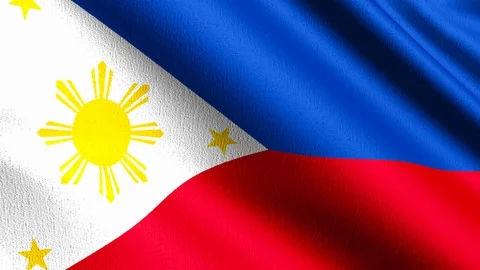 Seamless Loop 4K VDO. Philippines national flag blowing in the wind isolated. 動画素材 128961203