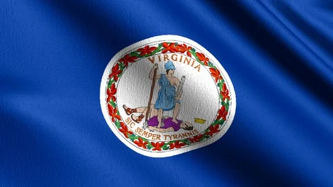 Seamless Loop 4K VDO. Virginia state flag in The United States of America, US Stock Footage 129366559