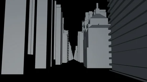 Seamless loop abstract 3D city concept rendering. Digital buildings Stock Footage 94587974