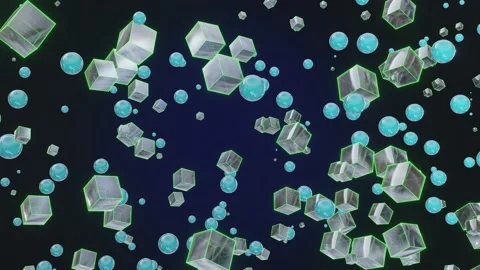 Seamless Loop Abstract 3D Render With Flying Cubes And Spheres Stock Footage 164101005