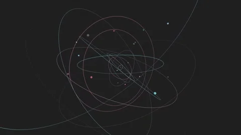 Seamless loop Abstract Atomic Orbit on Dark Background. Symbolizing atomic Stock-Footage 279137684