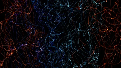 Seamless Loop Abstract Background Red And Blue Curly Lines 8K Stock Footage 123051397