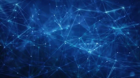 Seamless Loop Abstract Blue Plexus Motion, Digital Connection Stock Footage 283650013
