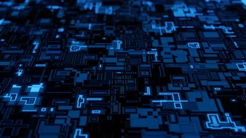 Seamless loop. Abstract data  with blue glowing led. Technology background Stockbeeldmateriaal 113513678