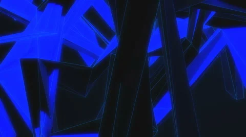 Seamless Loop - Abstract Futuristic Blue Structure Polygon Stock Footage 67481955