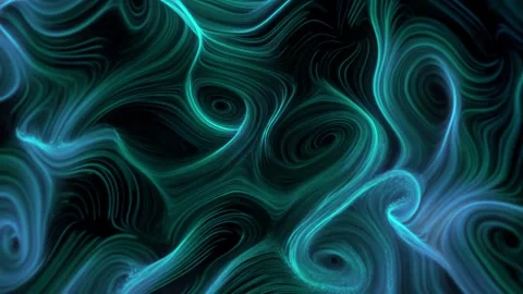Seamless loop of abstract green particle lines flowing in a dark space. Video stock 332302965