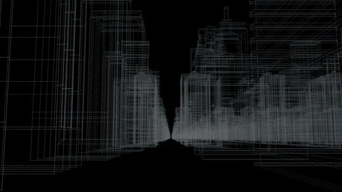 Seamless loop abstract hologram 3D city concept rendering with futuristic white Stock Footage 94586961