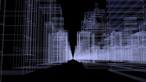 Seamless loop abstract hologram 3D city concept rendering with futuristic white Stock Footage 94623403