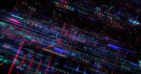 Seamless loop of abstract matrix hologram digital data flow. Stock Footage