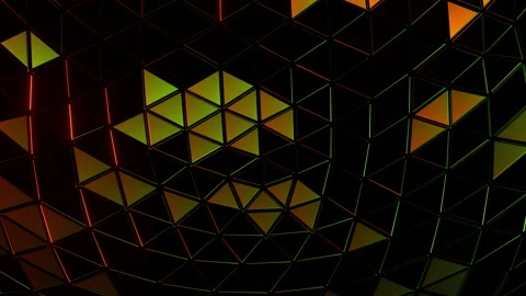 Seamless Loop Abstract Mosaic Backdrop With Gradient And Glowing Triangles Stock Footage 143942844