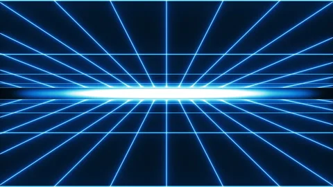 Seamless Loop Abstract Rectangle Neon Lines Infinity Zoom Technology Grid VJ Stock Footage 172086489