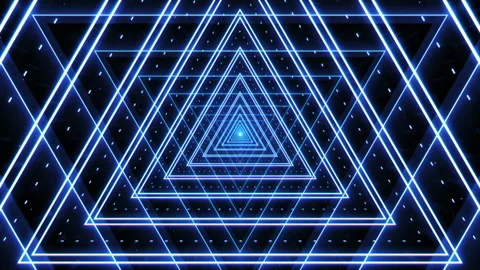 Seamless Loop Abstract Retro Triangle Star VJ Loop Infinity Zoom Background Stock Footage 188416991