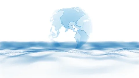Seamless loop abstract sea waves with earth planet rotation Stock Footage 337230801