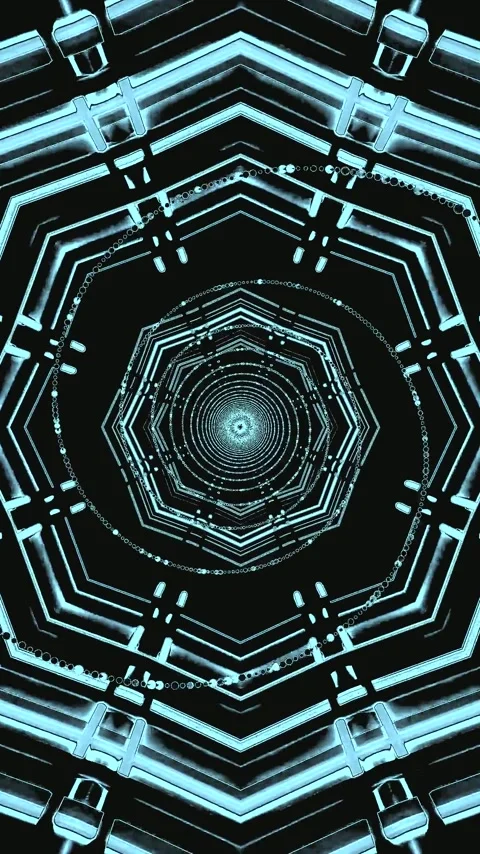 Seamless loop of an abstract tunnel animation with intricate geometric patt.. Stock Footage 321262870
