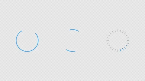 Seamless loop alpha channel transparency futuristic loading icons glowing cyan Stock Footage 348846519
