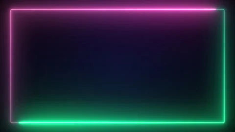 Seamless loop animated rectangle picture frame with two tone neon color 4K video Stock Footage 328573497