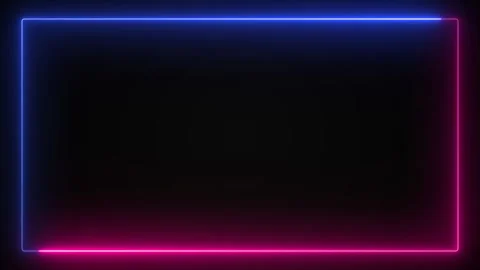 Seamless loop animated rectangle picture frame with two tone neon color 4K video Stock Footage 328573642
