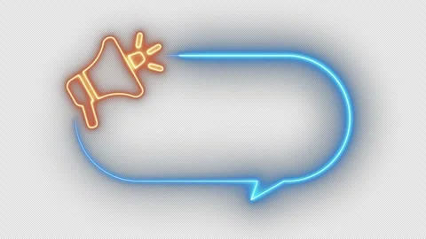 Seamless loop animated speech bubble with megaphone neon color 4K video motion Stock Footage 261138477