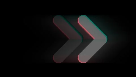 Seamless loop animation of 3D arrows with glitch effect on black background. 스톡 동영상 317869490